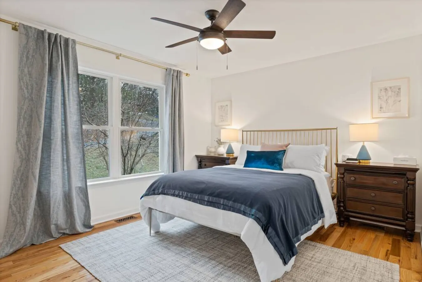 Enjoy a peaceful night's sleep on our comfortable queen-sized bed, perfect for a restful getaway.