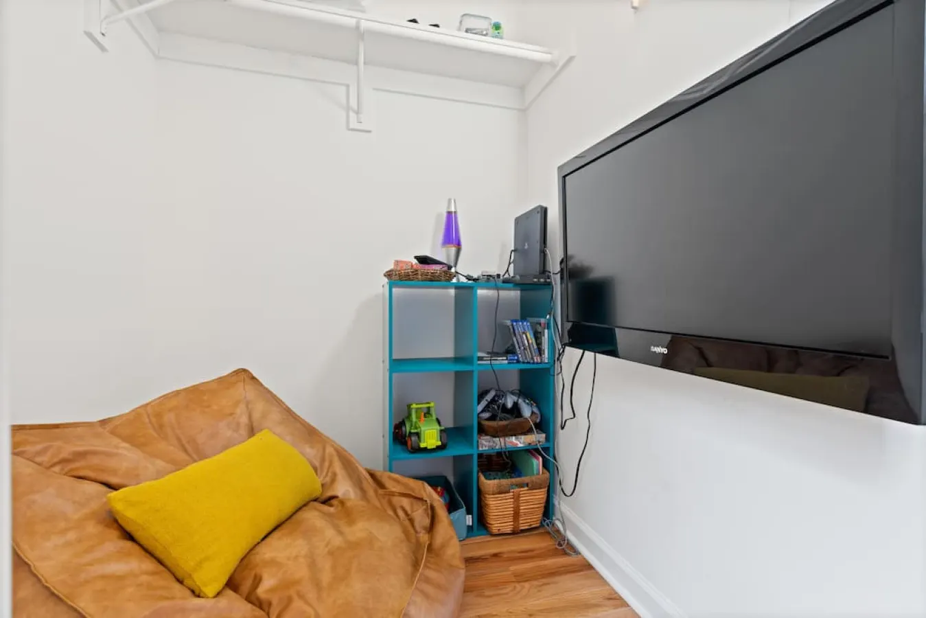 Escape to your private gaming oasis in our cozy closet nook, complete with a flat screen TV and the essentials for a fun gaming experience.