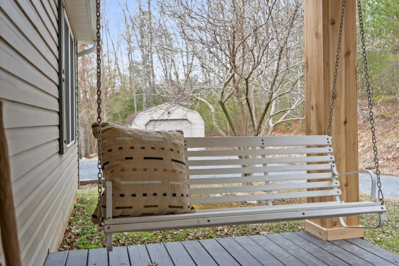Relax and unwind on our cozy porch swing while soaking up the stunning mountain views.