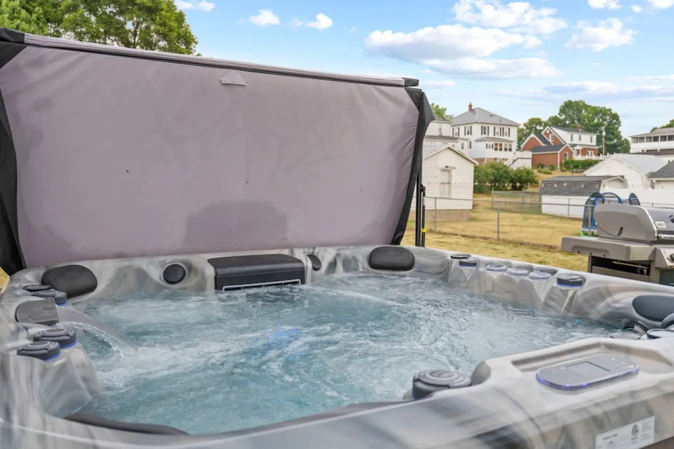 Who's excited for a brand new hot tub! Fits up to 7 to enjoy...be the first to relax in a soothing hot tub!