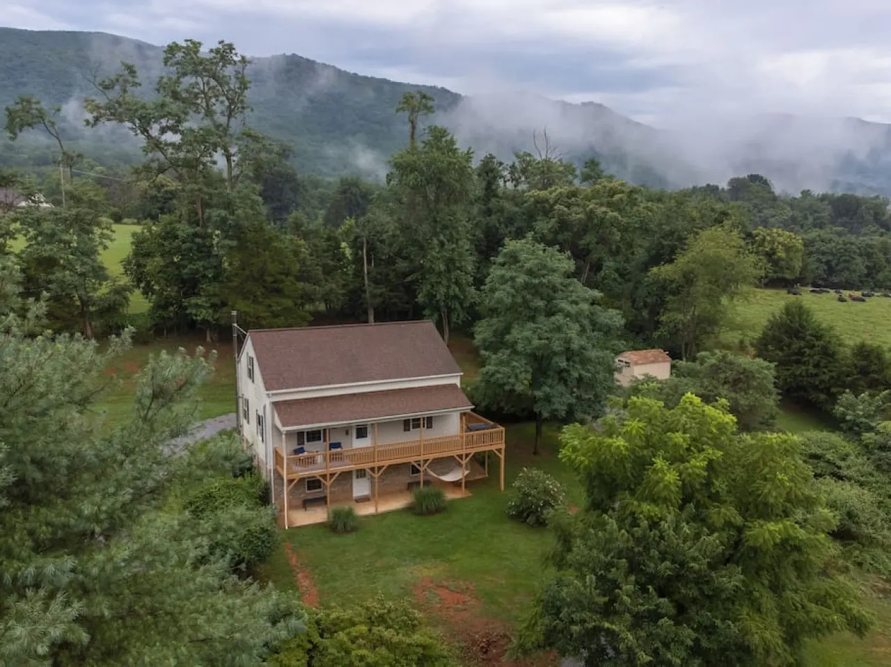 Aerial view of the property.