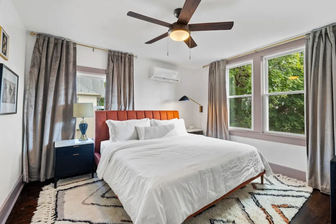 The spacious and comfortable king bedroom overlooks the front yard.
