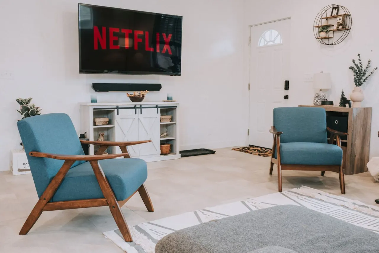 The cozy living room which includes a bed for your lovely pet.