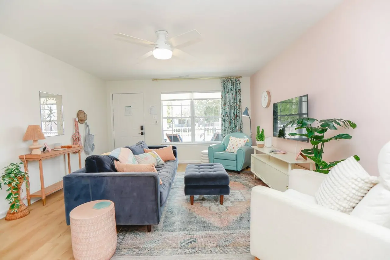 Comfy living room and entry way